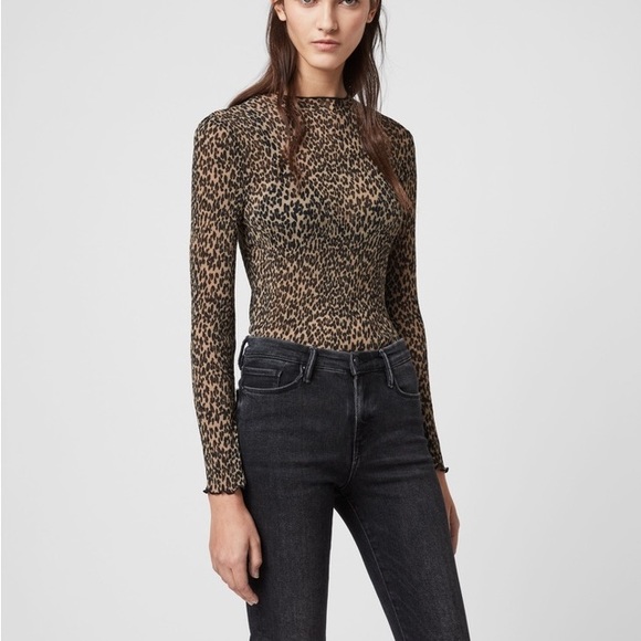All Saints Tops - All Saints Kiara Linleo Leopard Tee
